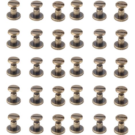 20 pièces de quincaillerie en laiton pour sellerie : vis à tête plate, écrous, clous et rivets (6,5mm)