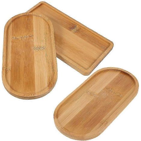 Ensemble de 3 plateaux ovales en bambou pour la coiffeuse, l'organisation de la cuisine et la décoration intérieure (1/5)