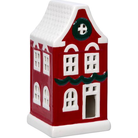 Casetta di natale luminosa rossa con 1 led, altezza 20,5 cm, alimentata a batterie - Atmosphera créateur d'intérieur (1/4)