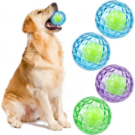 4-teiliges Set quietschender Hundebälle (7 cm Durchmesser), schwimmende Poolbälle für den Sommer, interaktives Wasserspielzeug, für kaufreudige Hunde, Beißspielzeug (1/3)