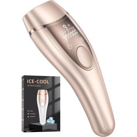 21J Épilateur Lumière Pulsée, IPL Épilateur Laser avec Fonction de Refroidissement, Salon à la Maison,9 Niveaux Laser Epilation pour Femme et Homme, Corps Aisselles, Doré Champagne (1/5)
