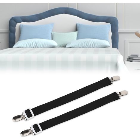 Lot de 2 pinces à draps multifonctions, sangles de maintien antidérapantes, support de matelas (noir) (1/5)