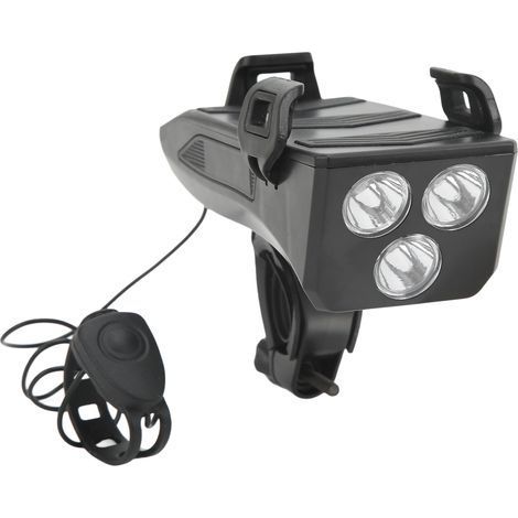 Wasserdichte 4-in-1-Fahrradlampe mit USB-Powerbank, Handyhalterung und Hupe für Outdoor-Fahrten (1/5)