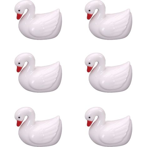 Juego de 6 piezas de cisne blanco en caja, palillos de cerámica, soporte para cuchillo, cuchara, tenedor, soporte para cuchillo