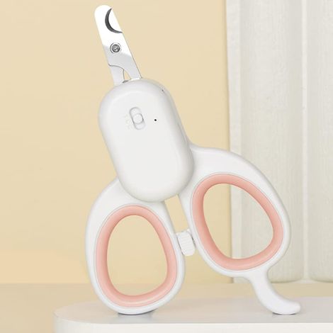 Coupe Griffes pour Chat, Multifonction Coupe-Ongles Professionnels pour Chiot & Petit Animal, Ciseaux Acier Inoxydable, Équipé d'une lumière LED Haute luminosité et d'une lumière UV (Rose)