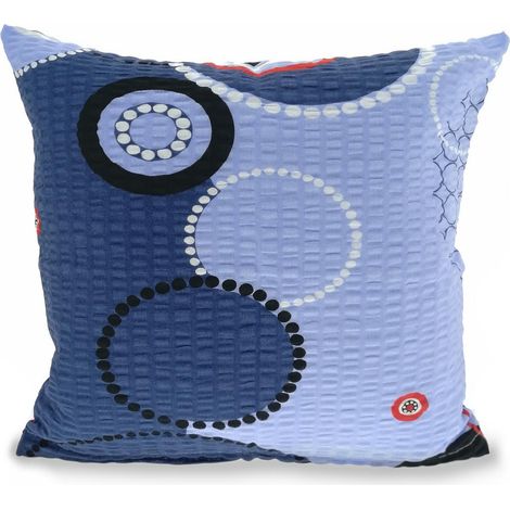 Federa per cuscino 40x40 cm in corteccia con motivo a cerchi su sfondo blu (1/2)