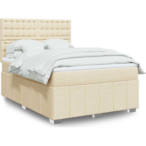 Boxspringbett mit Matratze Creme 140x190 cm Stoff (1/5)