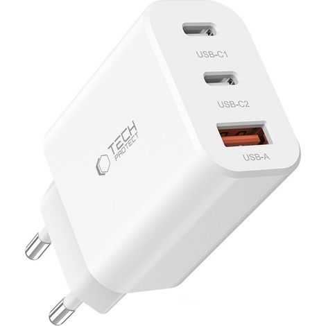 TECH-PROTECT NC30W 3-Port-Netzwerkladegerät PD30W/QC3.0 Weiß