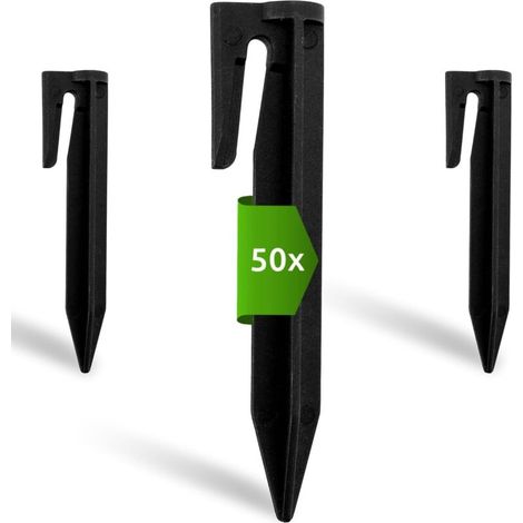 Clavijas de fijación Tigrezy para cables perimetrales de cortacéspedes robóticos, juego de 50 clavijas de fijación, accesorios para cortacéspedes robóticos, compatibles con Husqvarna, Gardena, Worx y  (1/4)