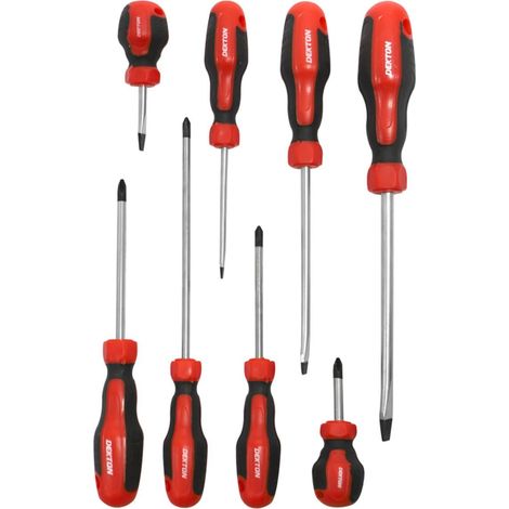 Dekton 8pc Screwdriver Set DIY Professional Flat Phillips Chrome Vanadium Magnetic Tip (1/2)