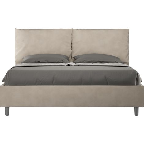 Letto Matrimoniale 160x210 cm con Rete e Contenitore Antea Sabbia (1/5)