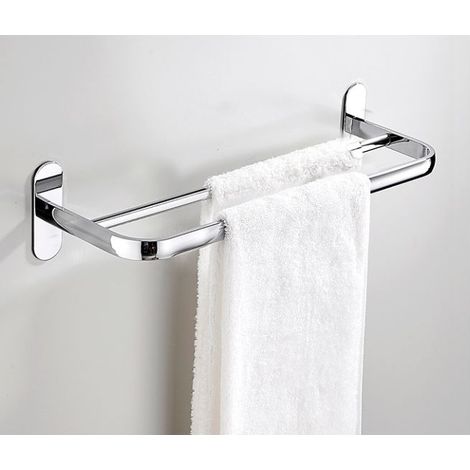 Ecleanfy - Barre à serviettes double, 40 cm SUS304 sans poinçon, barre à serviettes murale pour salle de bain, barre à serviettes murale à 2 barres en acier inoxydable poli, barre à serviettes de sall (1/5)