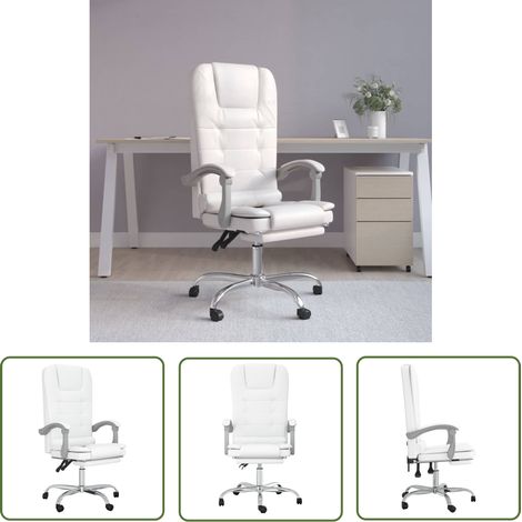 Fauteuil de massage inclinable de bureau Blanc Similicuir vidaXL (1/5)