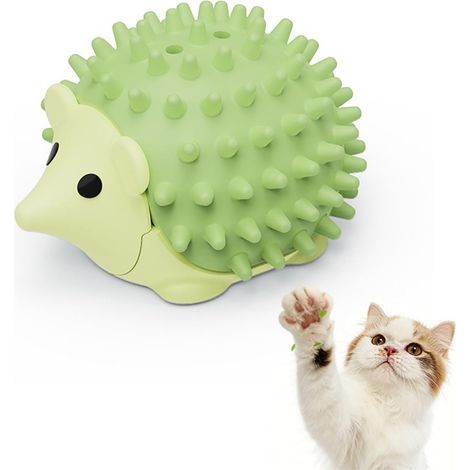 Catnip ball for indoor cats, hedgehog-shaped wall toy with natural catnip, stick-on ball, face scratcher, dental chew ball, interactive toy (1/5)
