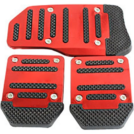 Coussinets de pédale de frein antidérapants, résistants à l'usure, couvre-pied d'accélérateur manuel pour voiture rouge, 3 pièces (1/5)