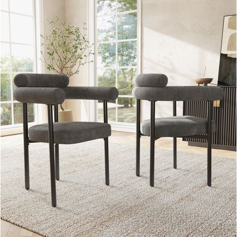 Silla comedor ergonómica tapizada gris oscuro OKMYHOME (1/5)