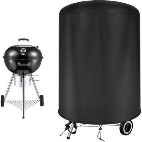 Housse de barbecue - - Rond - 210D Oxford - Imperméable - Noir (61x70cm) (1/4)