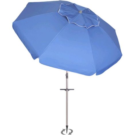 Ombrellone Mare da Spiaggia in Alluminio Inclinabile con Picchetto 220 cm Blu (1/5)