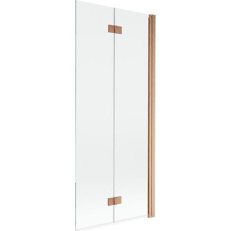 Mexen Mist paravent de baignoire à 2 battants droit 80 x 150 cm, transparent, cuivre brossé - 8A9-080-002-65-00-P (1/5)
