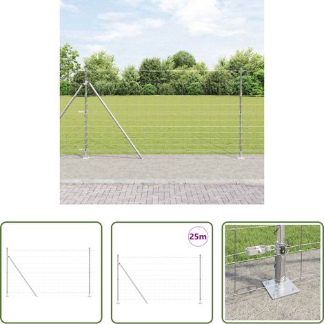 vidaXL Clôture galvanisée - Poteau de clôture. Galvanisé 25 x 1,4 m Acier (1/5)