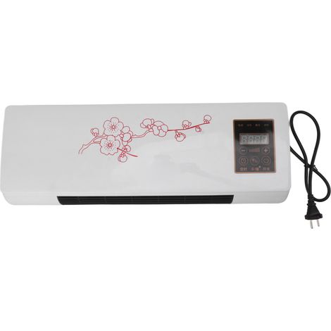 Chauffage d'appoint polyvalent avec prise européenne 220 V, portable et silencieux, fixé au mur, avec télécommande pour salle de bain ou chambre. (1/5)