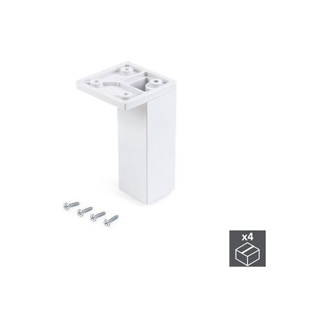 Emuca Lot de 4 pieds pour meubles Smartfeet, coin, réglable 100-110mm, Plastique, Blanc - talla (1/4)
