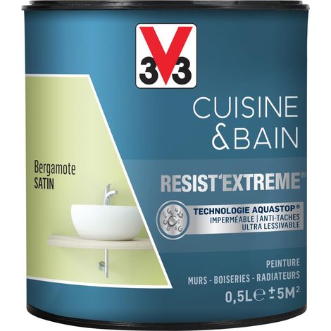 Peinture multi-supports monocouche Cuisine & Bain Resist'Extrême® V33 Bergamote satin 0,5L