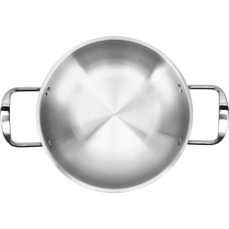26 cm großer, koreanischer Schmortopf aus gebürstetem Edelstahl mit Griffen, geeignet für Nudeln, Fondue, Meeresfrüchte und Haushaltsgasherde. (1/5)