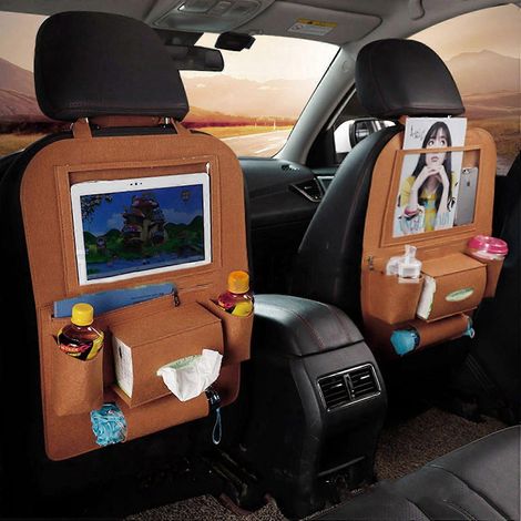 Auto-Rücksitz-Organizer aus Vliesstoff, 40 x 55 cm, waschbar, universelle Aufbewahrungstasche für Handyhalterungen