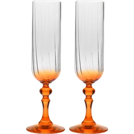 Flûtes à Champagne Lot de 2, 220 ml, Pied Orange, Collection Bubble (1/5)