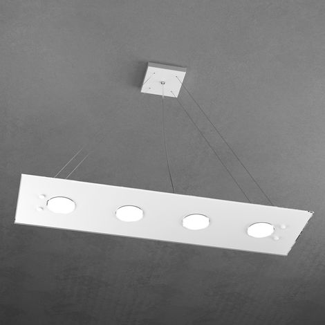 Sospensione Moderna Rettangolare Path Vetro Bianco 4 Luci Gx53 (1/3)