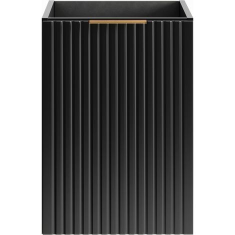 Mobile da bagno NOXERA – 40 cm – Cesto per la biancheria integrato – Nero opaco – Design scanalato