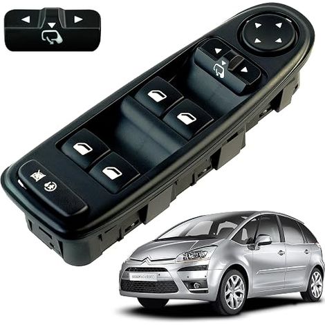 Interruptor del elevalunas compatible con C4 Picasso y Grand Picasso (2006-2013). Delantero izquierdo (lado del conductor) con retrovisores plegables 6554YH, 96639383ZD (1/5)