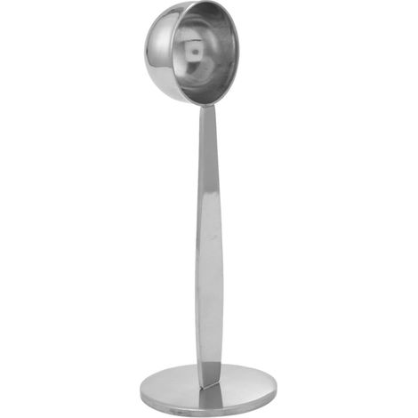 Cuchara medidora de café con soporte, cuchara de café y utensilios para té de acero inoxidable, cuchara medidora, 1 pieza, plateada (1/4)