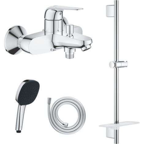 Grifo mezclador mecánico GROHE Swift + ducha de mano Vitalio Comfort 110 + barra Vitalio Smartactive Quickflix + manguera flexible