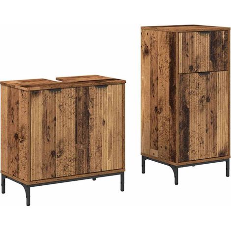 Maison Exclusive - Badezimmermöbel-Set mit Tür 2 pcs Altholz Sper