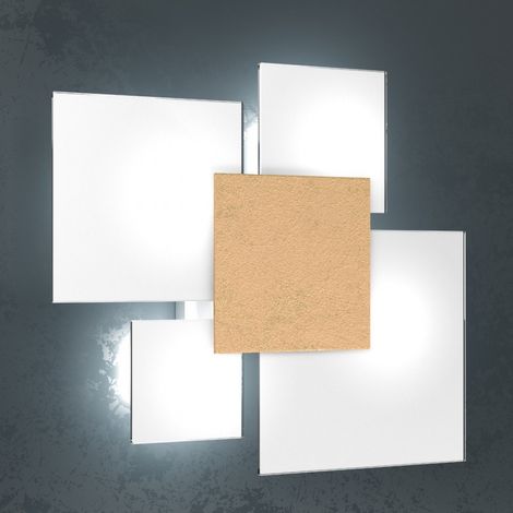 Plafoniera moderna top light upgrade 1148 45 e27 led vetro lampada parete soffitto, colore foglia oro