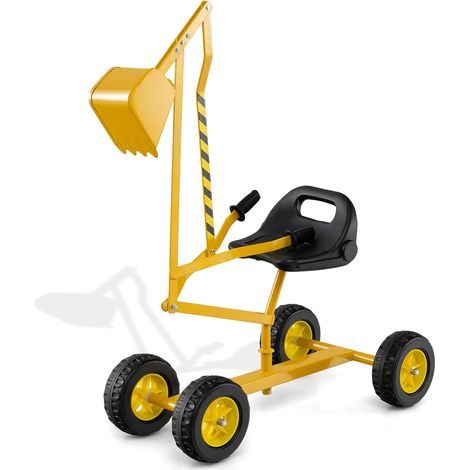 COSTWAY Escavatore per Bambini, Scavatore per Sabbiera con Comandi a 2 Mani e Pala Flessibile, Sedile Rotante a 360°, 4 Ruote, Ideale per Bambini 3 Anni+ (con Ruote Giallo) (1/5)