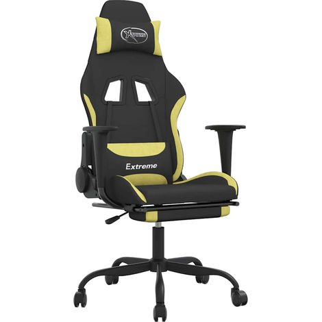 Maison Exclusive - Sedia da Gaming con Poggiapiedi Nero e Verde Chiaro in Tessuto (1/5)