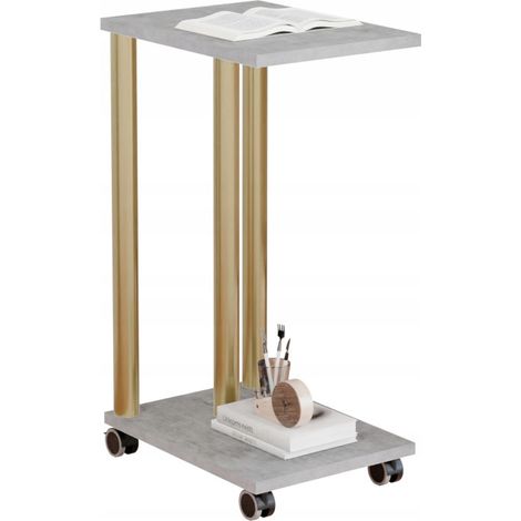 Table d'appoint sur roulettes - table d'appoint mobile pour salon de style loft (1/5)