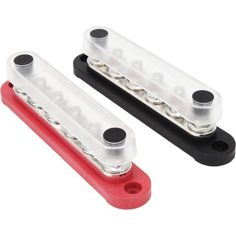 6x5/16 Zoll M8 Batteriesammelschiene, 150A Einkanal-Stromverteilerblock mit Abdeckung für 12V-48V Fahrzeugsolaranlagen, 2 Stück (1/5)