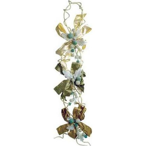 Decorazione natalizia per porta ramo 58 cm - colore crema/oro - addobbo natale