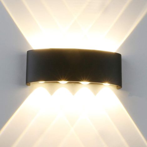 Moderne LED-Außenwandleuchte, IP65 wasserdicht, mit Montageplatte, 8 W 86 V-265 V warmweiß 3000 K, regendichter, mattschwarzer Aluminiumschirm, für die Innen- und Außenmontage, geeignet für Veranden, 