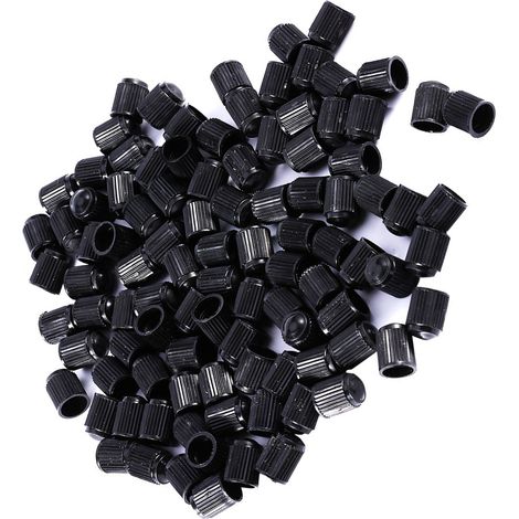 100 bouchons de valve de pneu en plastique noir pour voiture, moto, camion (1/5)