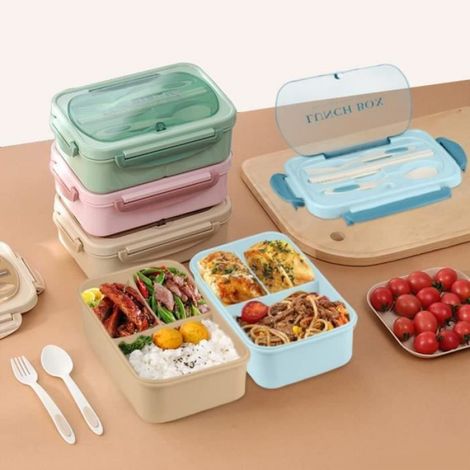 Lunch Box,Boîte à bento pour adulte, 1200ML Boîte à Lunch Etanche avec Ustensiles Et 3 compartiments,Boîte à Bento vert (1/4)