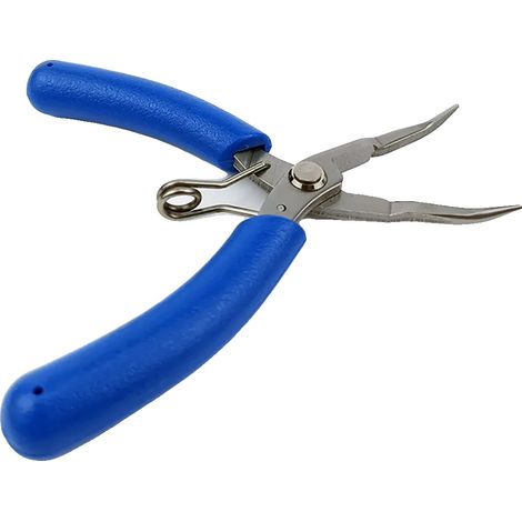 Pince à bec effilé, mâchoires dentelées, prise ergonomique, bleu 1pcs (1/2)