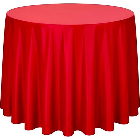 Cette nappe ronde au toucher soyeux est idéale pour les restaurants, les mariages et toutes sortes de réceptions. Rouge, diamètre 275 cm (1/5)