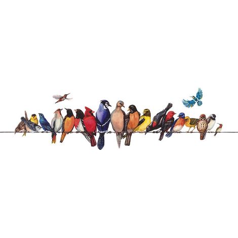 Stickers muraux oiseaux mignons pour la décoration murale de la maison (Dimensions : 57 cm x 14,9 cm) (1/5)
