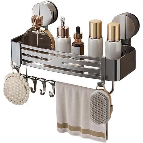 Adhesive corner shelf for bathroom, strong hold (grey (suction cup)) (1/5)