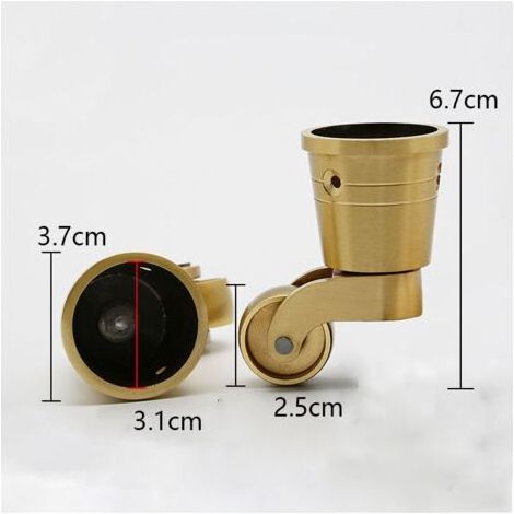 4 Pièces roulettes Pivotantes, roulettes Rondes en Cuivre roulettes Anciennes Pas De Bruit Portable Peut Pivoter à 360Ḟ pour Canapé/Chaise/Table Basse/étagère (1/4)
